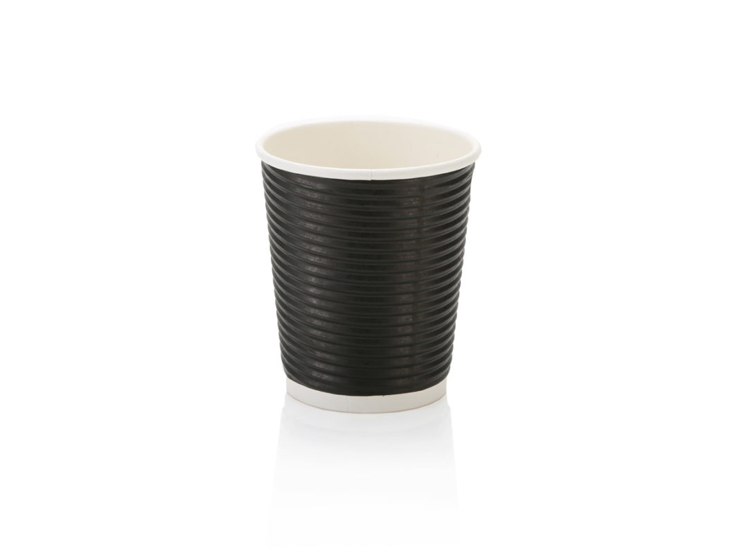 250ml Horizontal Ripple Coffee Cup Black (25)