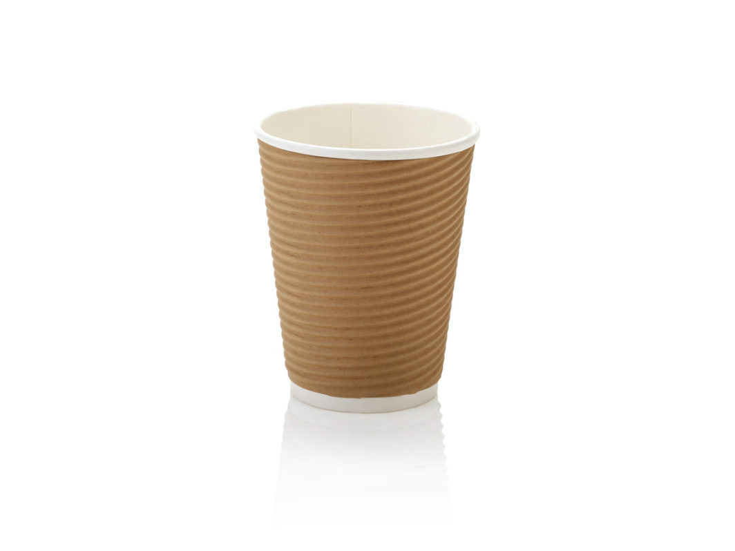 350ml Horizontal Ripple Coffee Cup Kraft (25)