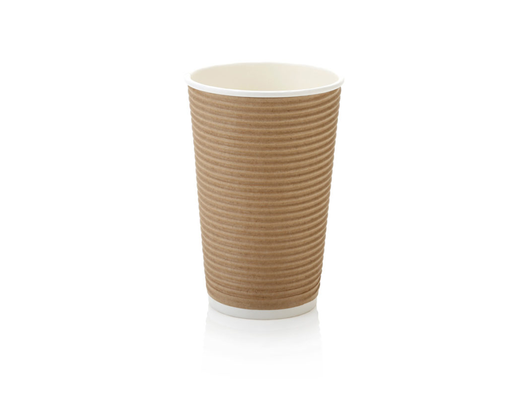 500ml Horizontal Ripple Coffee Cup Kraft (25)
