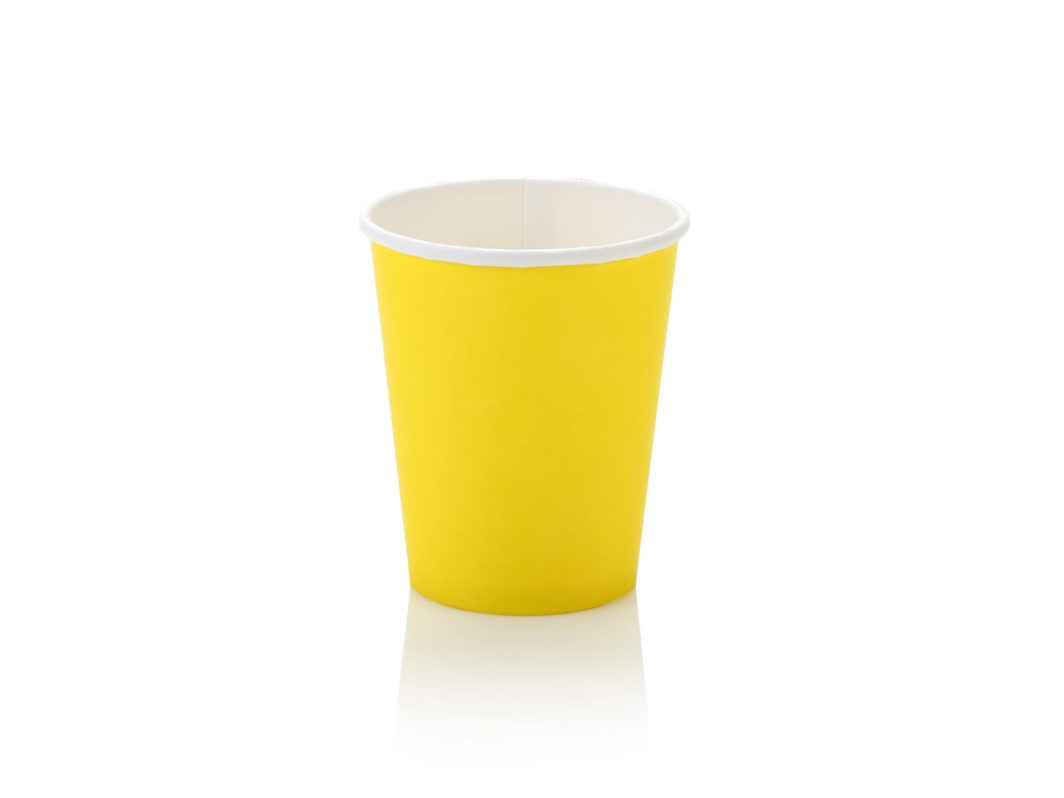 250ml Single Wall Coffee Cup Yellow (50)
