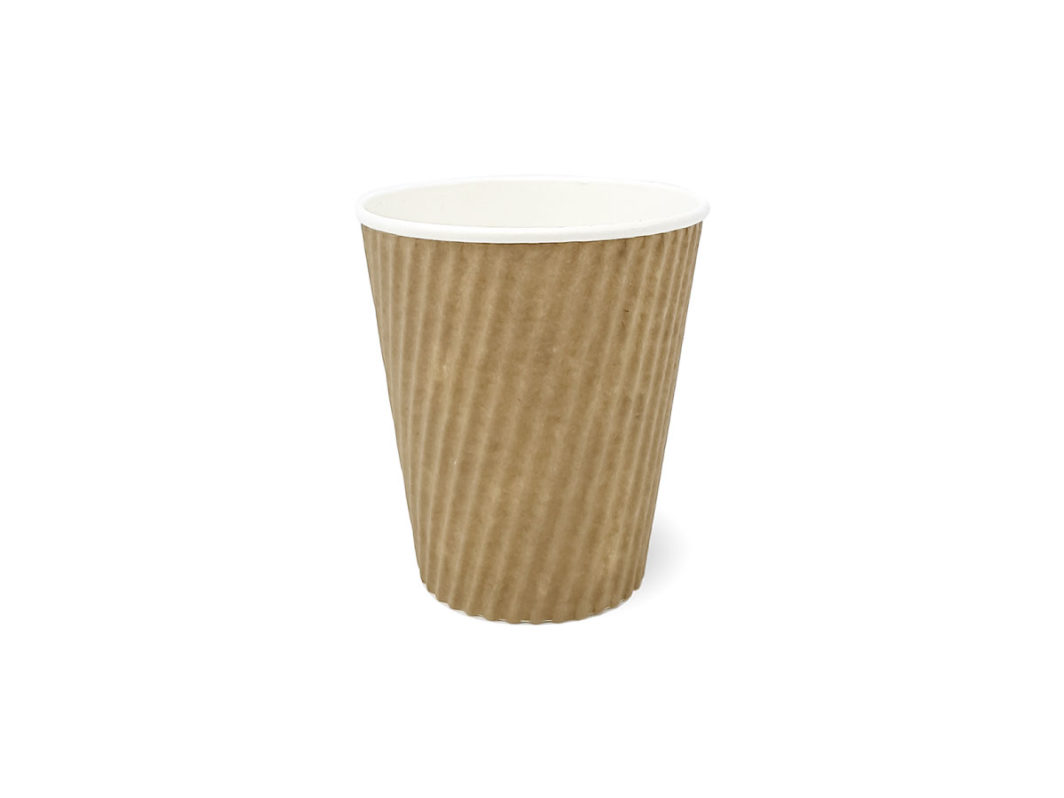 350ml Vertical Ripple Coffee Cup Kraft (25)