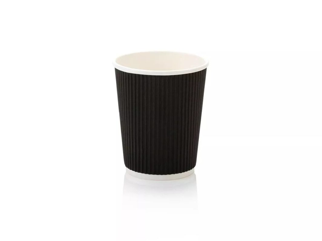 250ml Vertical Ripple Coffee Cup Black (25)