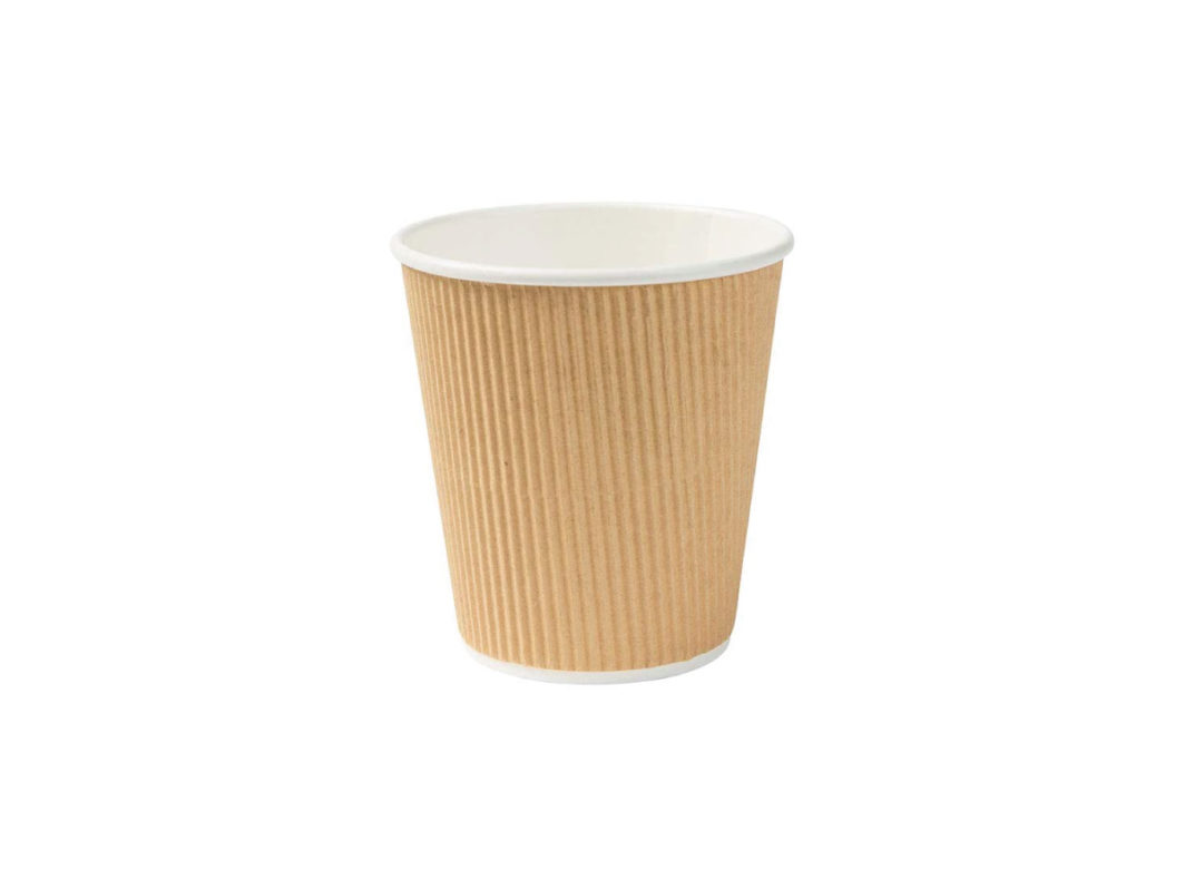 250ml Vertical Ripple Coffee Cup Kraft (25)