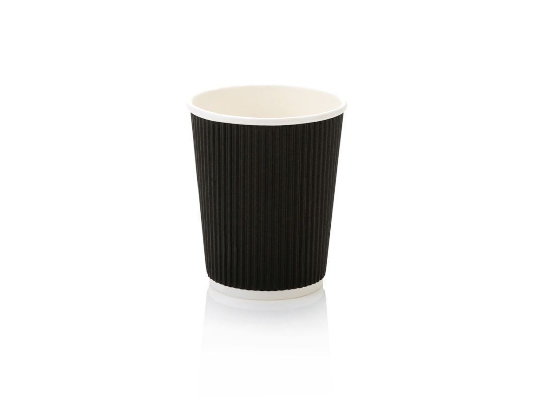 350ml Vertical Ripple Coffee Cup Black (25)