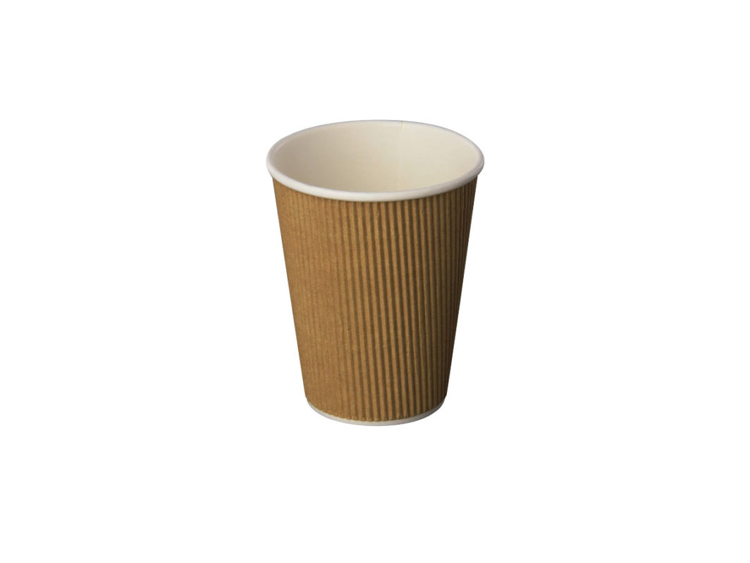 500ml Vertical Ripple Coffee Cup Kraft (25)
