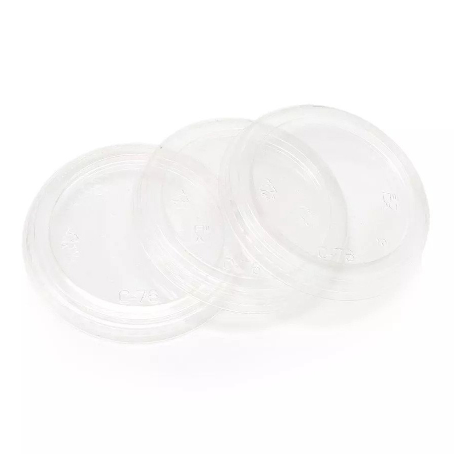 60/ 90/ 100ml Clear PLA Sauce Tub Multifit Lid 76mm (50)