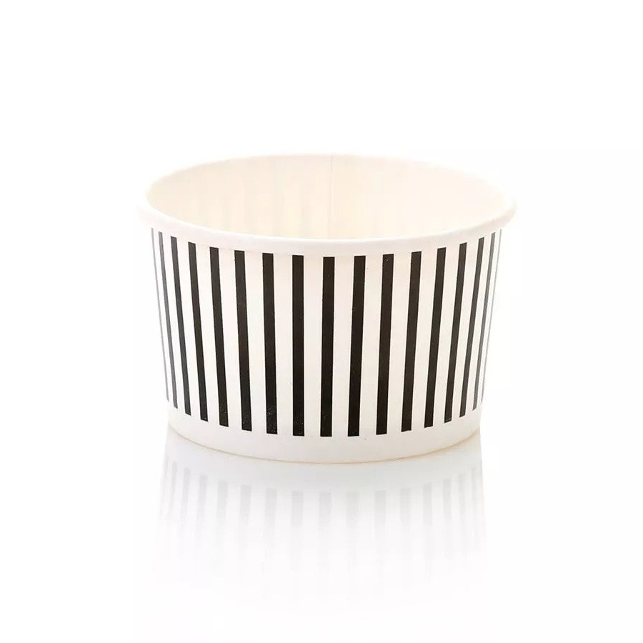 120ml Black Striped Vintage Ice Cream Tub VSB02