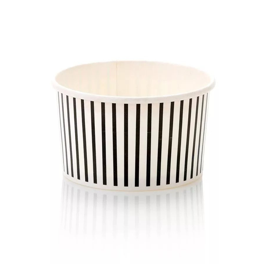 150ml Black Striped Vintage Ice Cream Tub VSB03