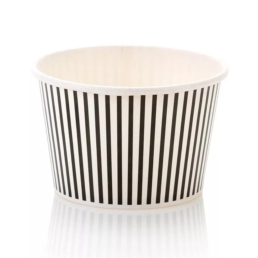 250ml Black Striped Vintage Ice Cream Tub VSB05