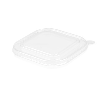 Clear PET Multifit Lid for Kraft Square Deli Bowl (50)