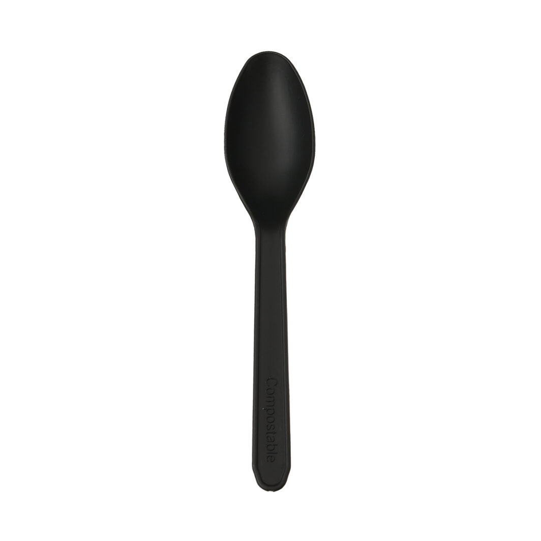 CPLA Black Biodegradable Teaspoon 12cm (100)