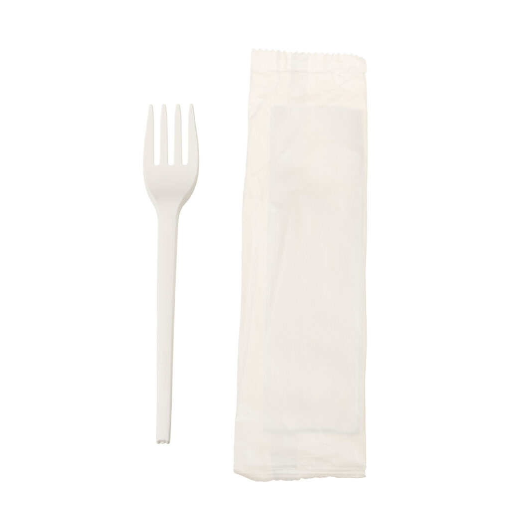 2 in 1 Cutlery Set - CPLA 16cm Fork & Serviette (100)